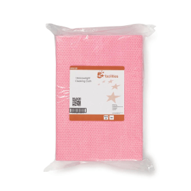 5 Star Facilities Heavy Duty Cleaning Cloths Anti Microbial 76gsm 500mm x 300mm Red 25 Pack 468585 F