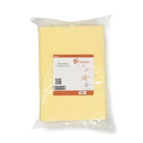 5 Star Facilities Heavy Duty Cleaning Cloths Anti Microbial 76gsm 500mm x 300mm Yellow 25 Pack 468587 F