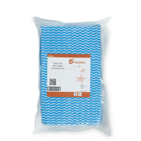 5 Star Facilities Wave Line Mid Weight Cleaning Cloths 40gsm 500mm x 300mm Blue 50 Pack 468580 F