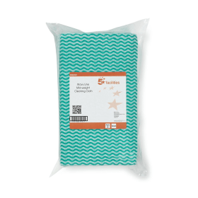 5 Star Facilities Wave Line Mid Weight Cleaning Cloths 40gsm 500mm x 300mm Green 50 Pack 468582 F