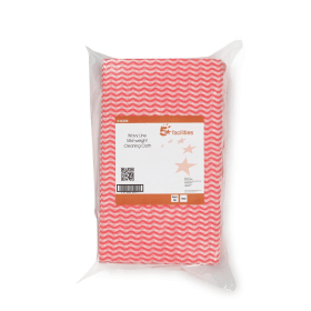 5 Star Facilities Wave Line Mid Weight Cleaning Cloths 40gsm 500mm x 300mm Red 50 Pack 468581 F