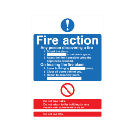 5 Star Fire Action Standard Sign Self Adhesive Vinyl A4 FS00629 F