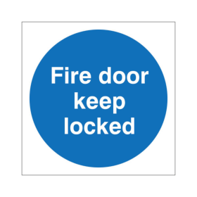 5 Star Fire Door Keep Locked Self Adhesive Vinyl 100mm x 100mm 5 Pack FS00634 F