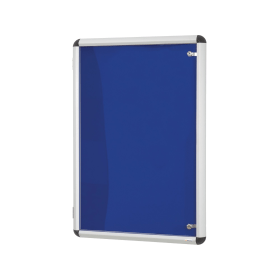 5 Star Glazed Noticeboard with Swing Door Locking Aluminium Frame Blue Felt 493467 F