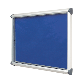 5 Star Glazed Noticeboard with Swing Door Locking Aluminium Frame Blue Felt 493468 F