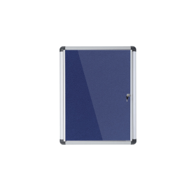 5 Star Glazed Noticeboard with Swing Door Locking Aluminium Frame Blue Felt 900mm x 1200mm 463232 F