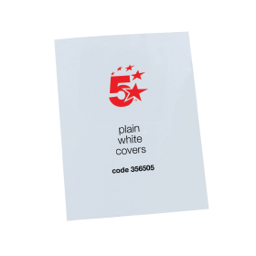 5 Star Office A4 Binding Covers 250gsm Plain Gloss White 100 Pack 113056 F
