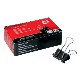 5 Star Office Black Foldback Clip 19mm 12 Pack 296859 115315 F