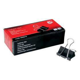 5 Star Office Black Foldback Clip 32mm 12 Pack 296875 131941 F