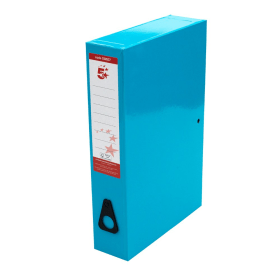 5 Star Office Box File Foolscap Blue 70mm 5 Pack 102005 F