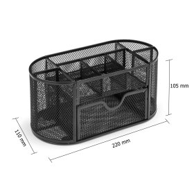 5 Star Office Desk Organiser Mesh Scratch Resistant 9 Compartments Black 319598 565564 F