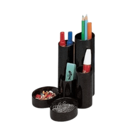 5 Star Office Desk Tidy with Variable Sized 6 Compartments Black 295861 151609 F