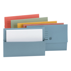 5 Star Office Document Wallet Half Flap 250gsm Recycled Capacity 32mm Foolscap Assorted 50 Pack 167637 F