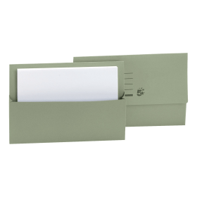 5 Star Office Document Wallet Half Flap 250gsm Recycled Capacity 32mm Foolscap Green 50 Pack 106166 F