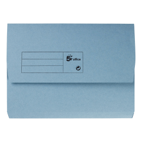 5 Star Office Document Wallet Half Flap 285gsm Recycled Capacity 32mm A4 Blue 50 Pack 150958 F