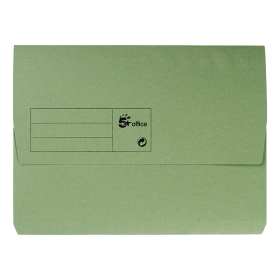 5 Star Office Document Wallet Half Flap 285gsm Recycled Capacity 32mm A4 Green 50 Pack 208738 F