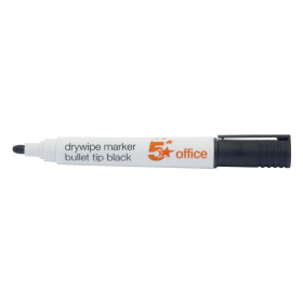 5 Star Office Drywipe Markers Xylene Toluene free Bullet Tip 3mm Line Black 12 Pack 117958 F