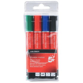 5 Star Office Drywipe Markers Xylene Toluene free Bullet Tip 3mm Line Wallet Assorted 4 Pack 125188 F