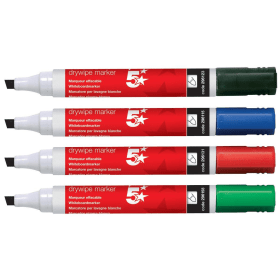 5 Star Office Drywipe Markers Xylene Toluene free Chisel Tip 2 5mm Line Wallet Assorted 6 Pack 463387 F