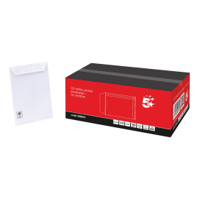 5 Star Office Envelopes Pocket Peel Seal 100gsm C5 White 500 Pack 160514 F