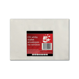 5 Star Office Envelopes Pocket Peel and Seal 80gsm C5 White 25 Pack FS600401 912086 F
