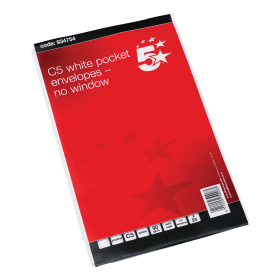 5 Star Office Envelopes Pocket Self Seal 90gsm C5 White 25 Pack 934754 409082 F
