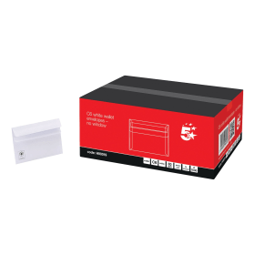5 Star Office Envelopes Recycled Wallet Self Seal Lightweight 80gsm C6 White 1000 Pack 121386 F