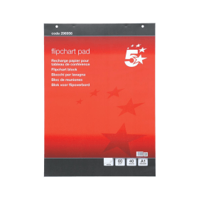 5 Star Office Flipchart Pad 70gsm Plain 2 Hole Punched A1 40 Sheets 5 Pack 296956 100141 F