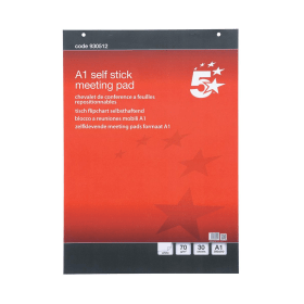 5 Star Office Flipchart Pad Self adhesive 30 Sheets A1 2 Pack 930512 284058 F