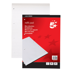 5 Star Office Headbound Refill Pad Ruled Margin 160 Pages A4 Red 10 Pack 144538 F