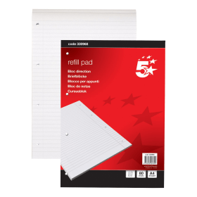 5 Star Office Headbound Refill Pad Ruled Margin 160Pages A4 Red White 10 Pack 151104 F