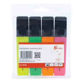 5 Star Office Highlighter Assorted 4 Pack 115978 F