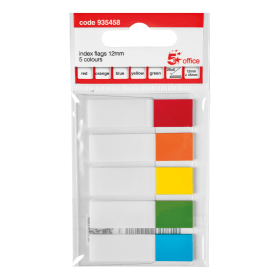 5 Star Office Index Flags 12x45mm Assorted Bright 500 Pack 935458 409100 F
