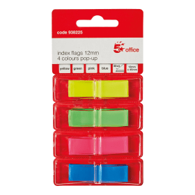 5 Star Office Index Flags 12x45mm Assorted Solid 800 Pack 938225 463316 F