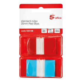 5 Star Office Index Flags 25x45mm Red Blue 100 Pack 934198 389036 F