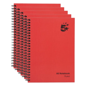 5 Star Office Manuscript Notebook Wirebound Ruled 160 Pages A5 Red 5 Pack 106604 F