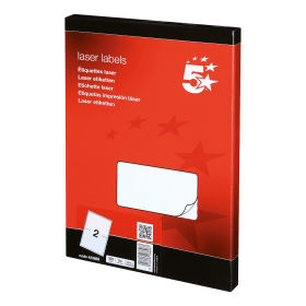 5 Star Office Multipurpose Labels Laser Copier Inkjet 199.6mm x 143.5mm White 200 Pack 136079 F
