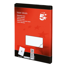5 Star Office Multipurpose Labels Laser Copier Inkjet 199.6mm x 289.1mm White 100 Pack 124641 F
