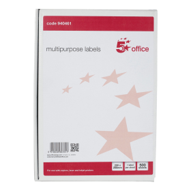 5 Star Office Multipurpose Labels Laser Copier Inkjet 200mm x 288mm White 500 Pack 477463 F
