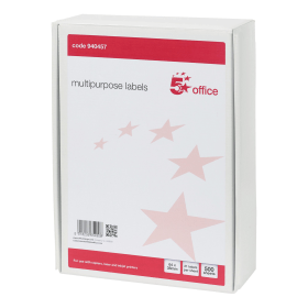 5 Star Office Multipurpose Labels Laser Copier Inkjet 64mm x 38mm White 10500 Pack 477462 F