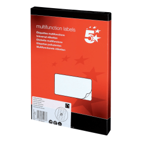 5 Star Office Multipurpose Labels Laser Copier Inkjet 70x42.4mm White 2100 Pack 913977 176101 F