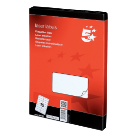 5 Star Office Multipurpose Labels Laser Copier Inkjet 99.1mm x 34mm White 1600 Pack 161546 F