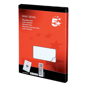 5 Star Office Multipurpose Labels Laser Copier Inkjet 99.1mm x 38.1mm White 1400 Pack 134591 F