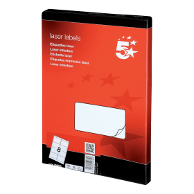 5 Star Office Multipurpose Labels Laser Copier Inkjet 99.1mm x 67.7mm White 800 Pack 171512 F