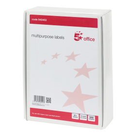5 Star Office Multipurpose Labels Laser Copier Inkjet 99mm x 34mm White 8000 Pack 477461 F