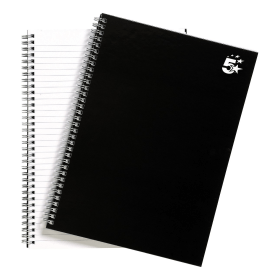 5 Star Office Notebook Wirebound 140 Pages A4 Black 5 Pack 284157 F