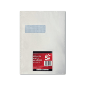 5 Star Office Peel and Seal C4 Windowed Envelope 90gsm White 10 Pack FS600450 912083 F