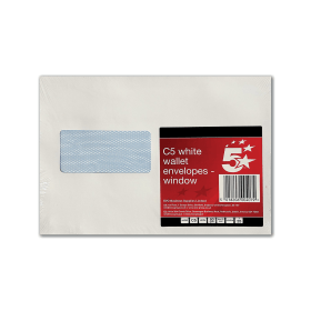 5 Star Office Peel and Seal C5 Windowed Pocket Envelope 80gsm White 25 Pack FS600407 912085 F