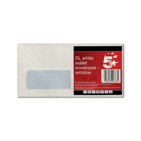 5 Star Office Peel and Seal DL Windowed Envelope 80gsm White 25 Pack 912087 F