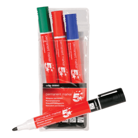 5 Star Office Permanent Marker Bullet Tip Assorted 4 Pack 120049 F
